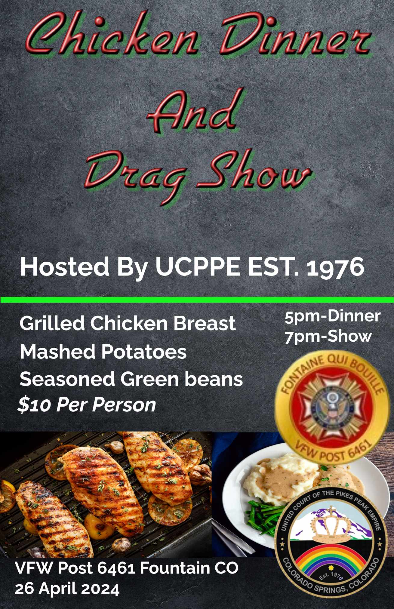 chicken dinner and drag show 04-26-2024